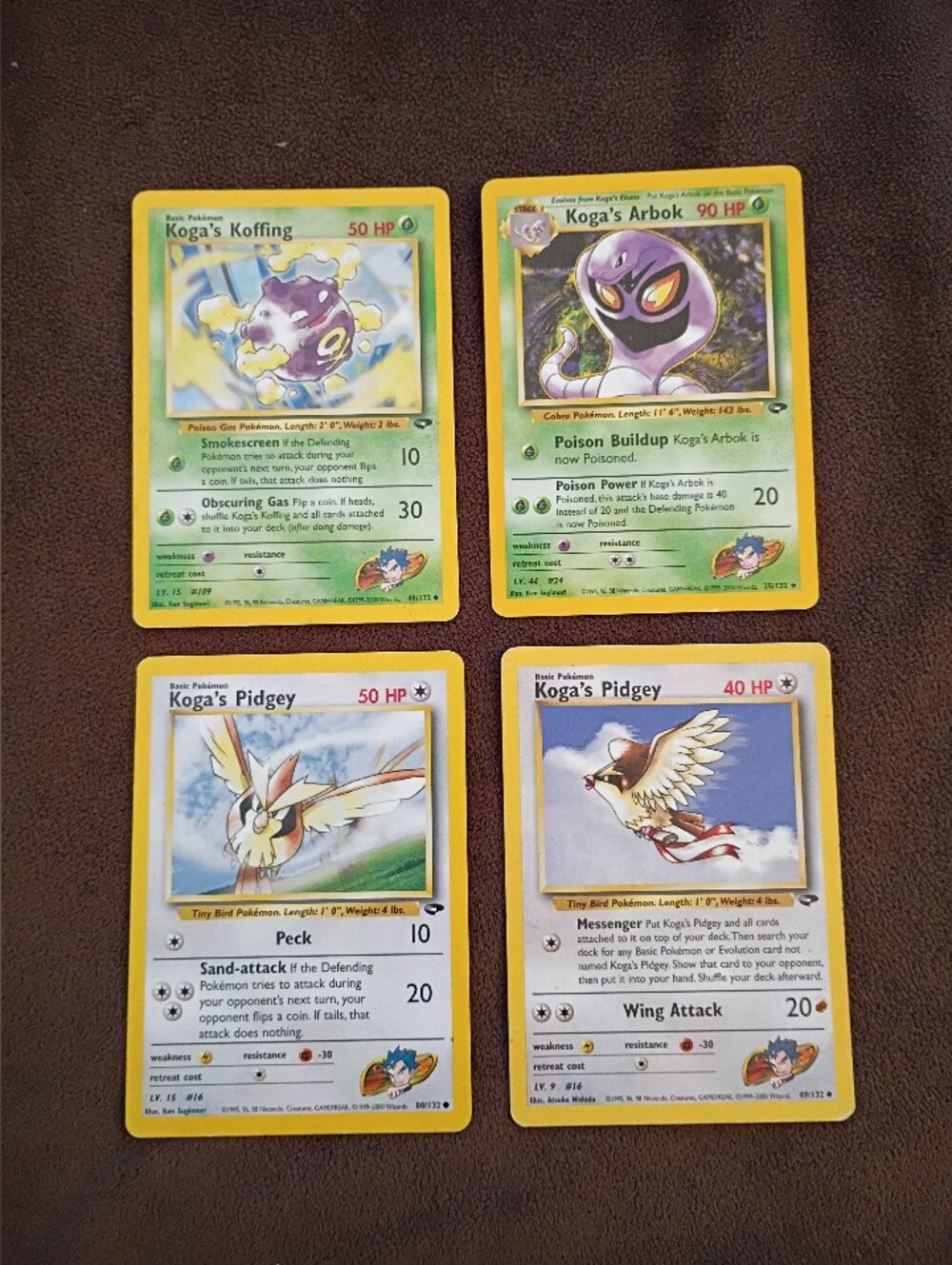 Vintage Pokemon Koga's Card Lot Of 4